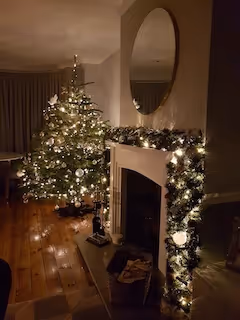 A diamond sparkly Christmas Engagement Garland telling the story of the newly engaged couple… complete with a pair of love birds!