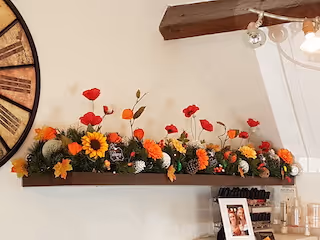 Our vibrant Remember Me Garland… a beautiful way to honour those no longer with us…loving displayed in a local Hair-Spa Salon.